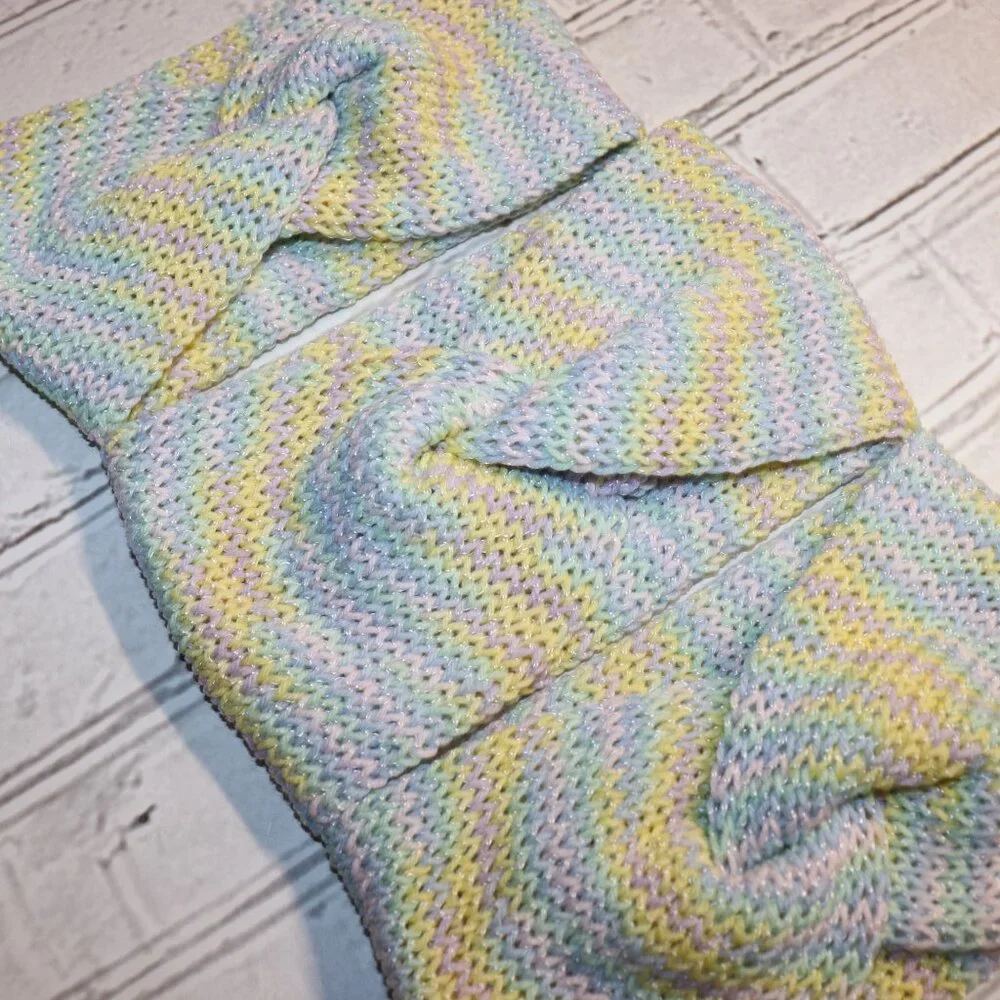 🌈✨ Colorful Stripes Twisted Knit Headband · Handmade · One Size